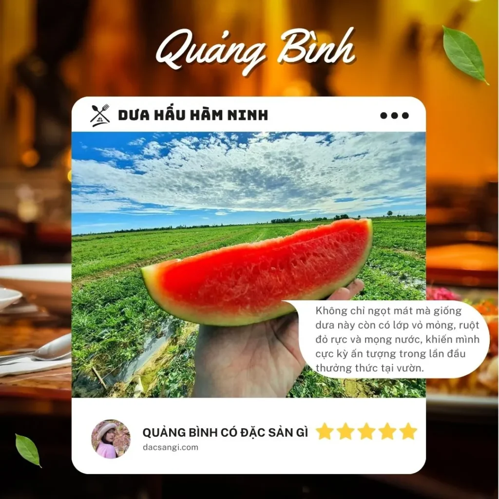 Quảng Bình có đặc sản gì? Tổng hợp 20 đặc sản Quảng Bình ngon, ăn tại chỗ hay làm quà đều tuyệt Đặc sản dưa hấu Hàm Ninh