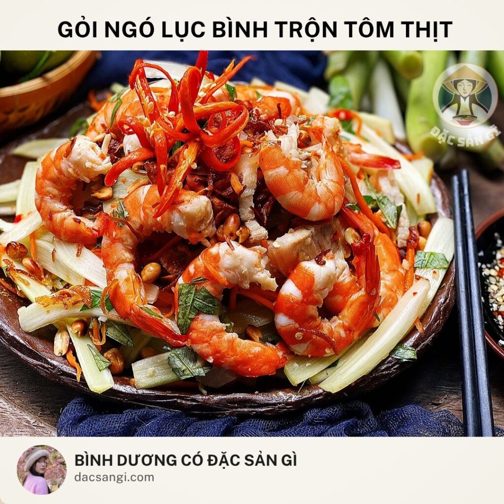 Đặc sản gỏi ngó lục bình trộn tôm thịt
